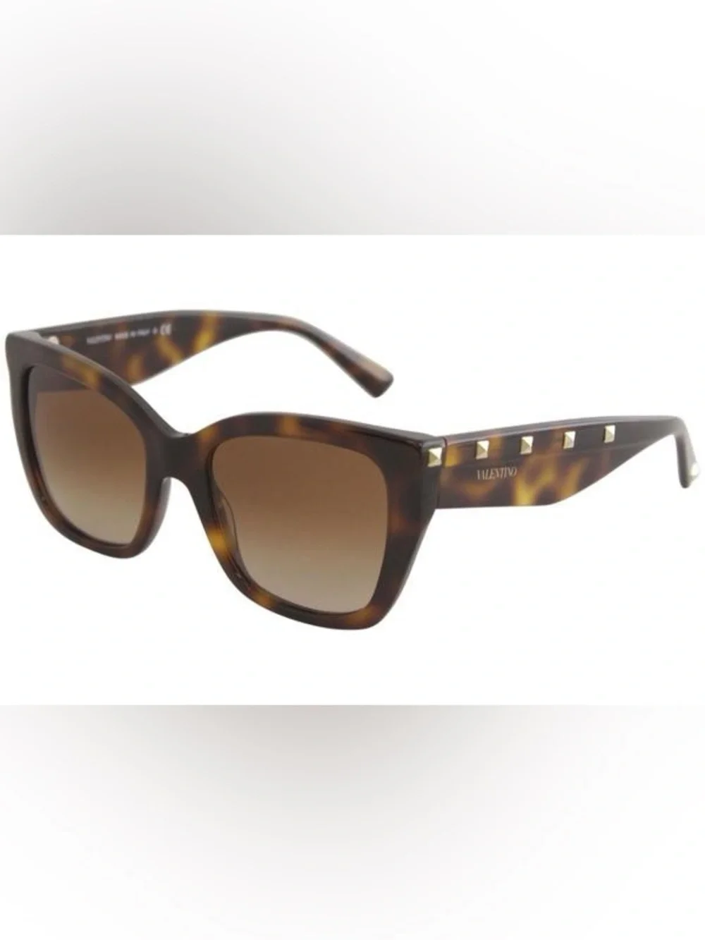 Valentino VA 4048 Women’s Havana Tortoise Full-Rim Sunglasses with Studs 53-19